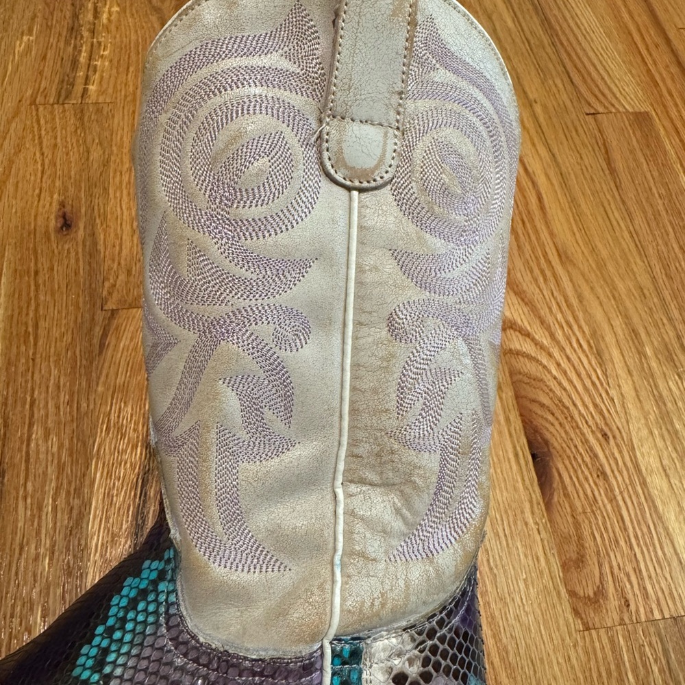 Women’s Roper multi colored Snakeskin Cowboy Boots w/Embroidered Shaft size 7.5 - Picture 13 of 16